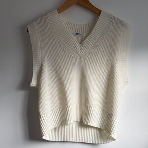 Ardene Cream Oversize V-Neck Knit Sweater Vest